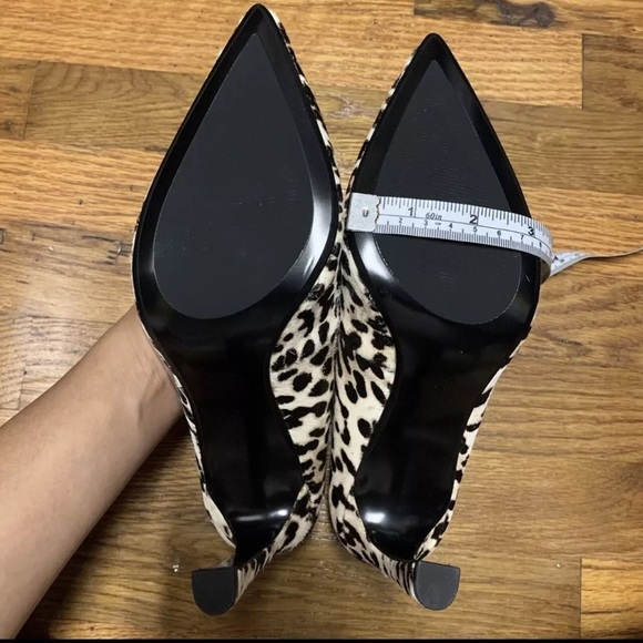 NWT Mango Leopard Heels Xenia Pony Hair Pointed Toe Pumps Size 38 / US 7.5 Black - Picture 5 of 9